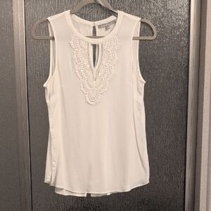 Daniel Rainn White Embellished Sleeveless Blouse